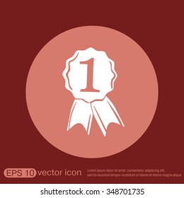 first place ribbon rosette icon. victory icon