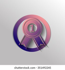 first place ribbon rosette icon. victory icon