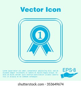first place ribbon rosette icon. victory icon