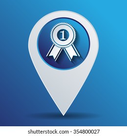 first place ribbon rosette icon. victory icon
