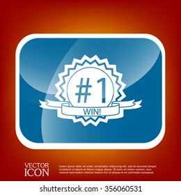 first place ribbon rosette icon. victory icon
