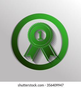 first place ribbon rosette icon. victory icon