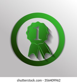 first place ribbon rosette icon. victory icon