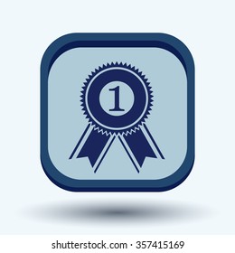 first place ribbon rosette icon. victory icon
