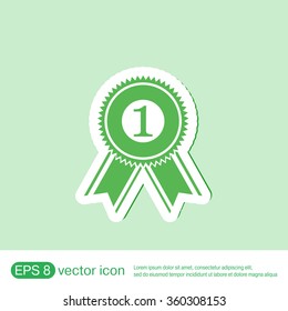 first place ribbon rosette icon. victory icon