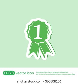 first place ribbon rosette icon. victory icon