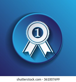 first place ribbon rosette icon. victory icon