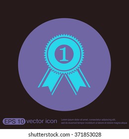 first place ribbon rosette icon. victory icon