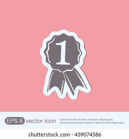 first place ribbon rosette icon. victory icon