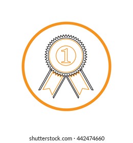 first place ribbon rosette icon. victory icon