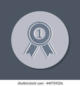 first place ribbon rosette icon. victory icon