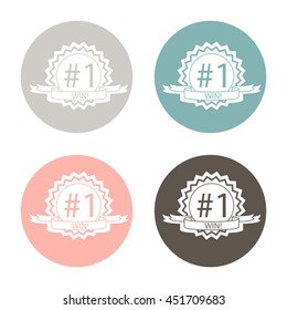 first place ribbon rosette icon. victory icon