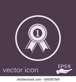 first place ribbon rosette icon. victory icon