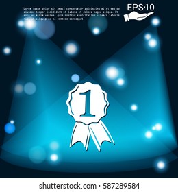 first place ribbon rosette icon. victory icon