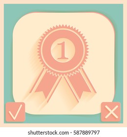 first place ribbon rosette icon. victory icon