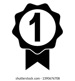 First place seal icon. Official seal with number one sign for champion or winner. Vector Illustration