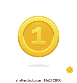 First place. Second place. Third place. Golden medal. Coin icon. Vector money symbol. Bank payment symbol. Golden coin. Achievement badge. Reward badge. Tokens with numbers. 1st, 2nd, 3rd places award