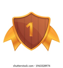 First place shield icon. Cartoon of First place shield vector icon for web design isolated on white background
