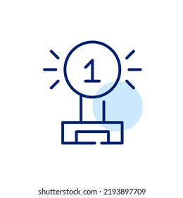 Primer trofeo brillante. Icono de línea de dibujo de píxeles perfecto, modificable