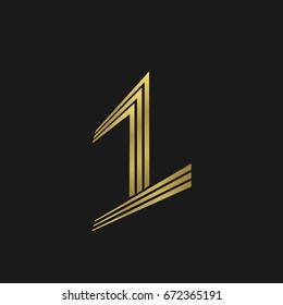 First place symbol. Creative original number one emblem for sport or business award ceremony, golden victory sign