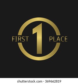 First Place symbol, Number one. Golden label