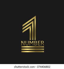 First Place symbol, Number one. Golden label