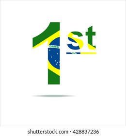First Place symbol, Number one. The figure of the Brazilian flag.