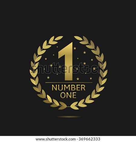 First Place symbol, Number one. Golden label