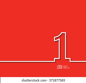 First place symbol. White number on red background. Vector illustration