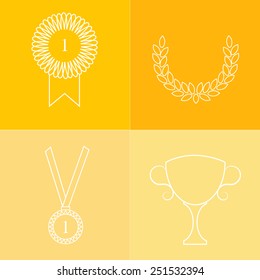 First place thin line icon design.