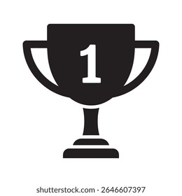 Ícone de taça de troféu de primeiro lugar para um vencedor campeão representando um prêmio de vitória para a melhor conquista em um concurso vetor ícone de glifo sólido