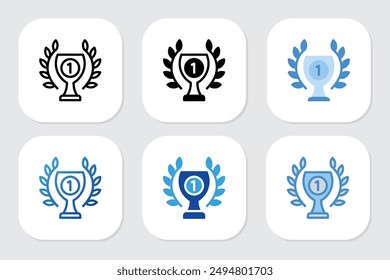 first place trophy icons with various design styles