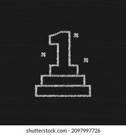 First place white sketch vector icon. Success symbol award champion illustration