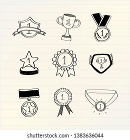 First place winner doodles collection vector