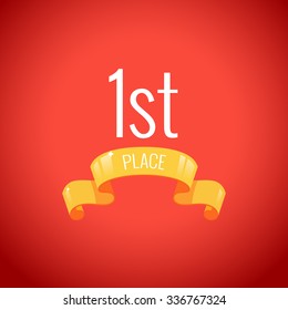 First Place Winner Golden Ribbon On Stock Vector (Royalty Free