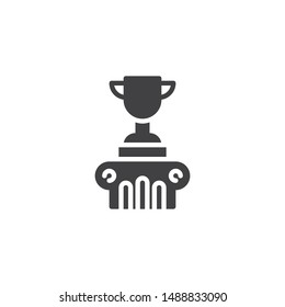 First place winner vector icon. filled flat sign for mobile concept and web design. Award trophy champions cup glyph icon. Symbol, logo illustration. Vector graphics