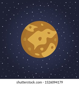 First planet in solar system. Mercury icon. Gray sphere object in outer space or cosmos, universe, galaxy. Realistic cosmic object. Astronomy, exploration and science, planetarium theme