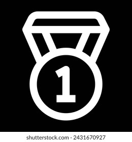 Medalla de primera posición con icono de cinta con diseño de icono de fondo negro