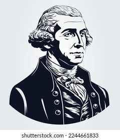 The first President of the United States . Hand drawn vector portrait.