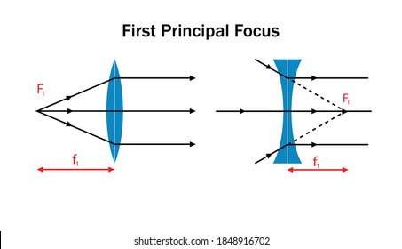 first principal focus of a convex and a concave lens