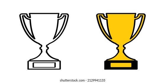 First prize. Cartoon golden winner trophy icon. Vector champion sport logo or pictogram. Cup symbol of victory event. winnaar awards. Trophies gold, bronze, silver prize award