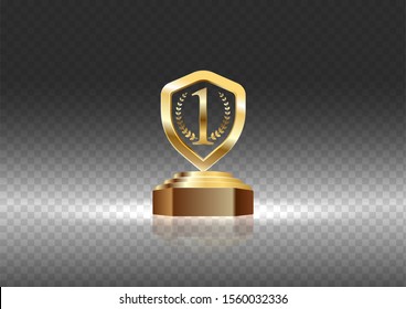 First prize from the competition and success. Gold Cup prize on transparent background.Vectre