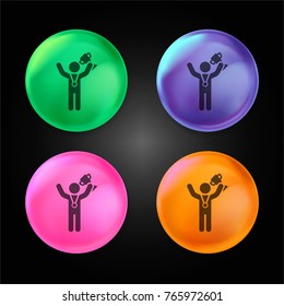 First prize crystal ball design icon in green - blue - pink and orange.