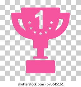 First Prize Cup icon. Vector illustration style is flat iconic symbol, pink color, transparent background. Designed for web and software interfaces.