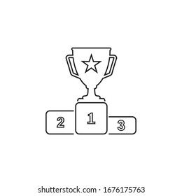 Gold-Trophäe-Strichsymbol, Trophäe, Gewinner, erster Preis, Läufer-Up-Preis, Vektorillustration-Illustration und Ikone. Vektorillustration