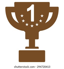 First prize icon from Competition & Success Bicolor Icon Set. Vector style: flat symbols, brown color, rounded angles, white background.