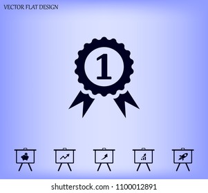 First prize, medal, reward. Vector icon.