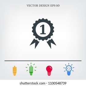 First prize, medal, reward. Vector icon.