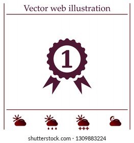 First prize, medal, reward. Vector icon.