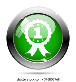 First prize ribbon icon. Internet button on white background. EPS10 vector.